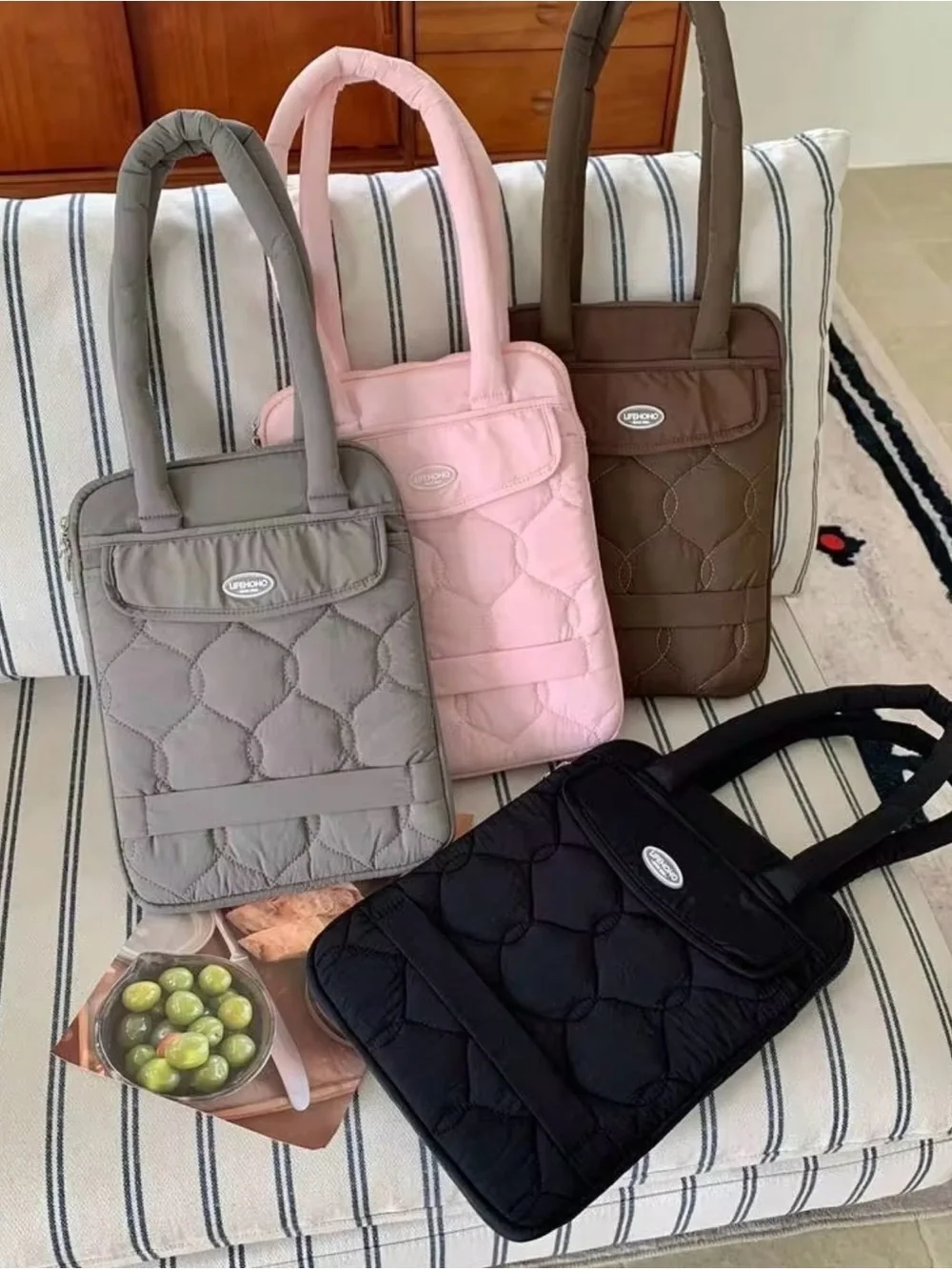 New LIFEHOHO Gray Padded Laptop Tote Bag